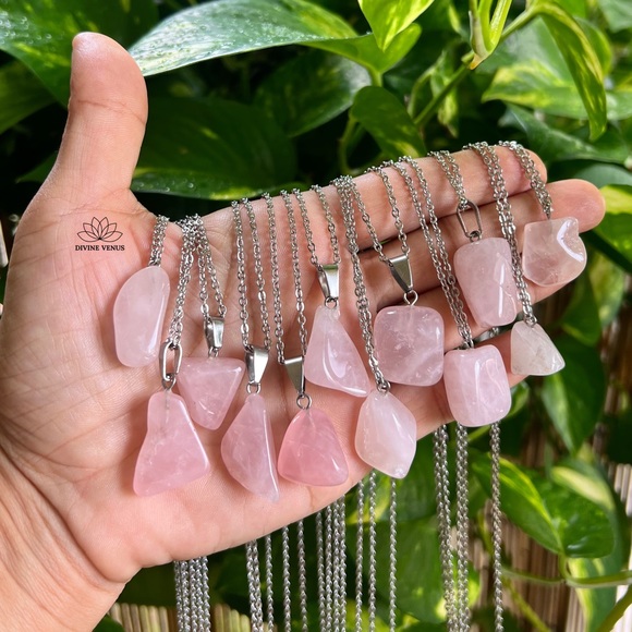 Rose Quartz Imani Necklace | Stainless Steel Jewelry - Picture 3 of 7